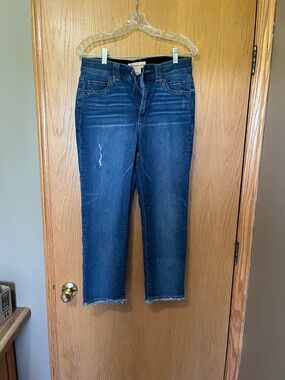 Democracy Dark Blue Cropped Straight-Leg Jeans